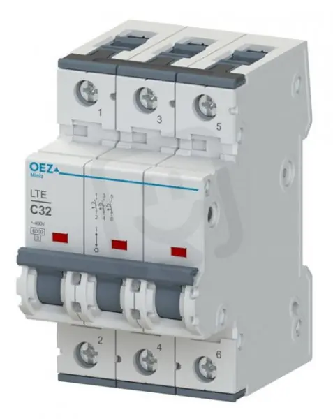 Rychlé Dodání LTE-10B-3 Jistič In 10A,Ue AC 230/400V/DC 216V, ch.B, 3pól, 6 kA OEZ 41930