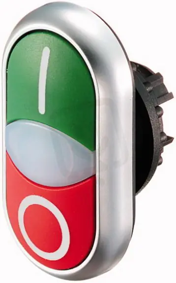 Eaton M22-DDL-GR-X1/X0 Dvojité tlačítko, zvýšené, bílá čočka, I/O zelená/červená Cenová Bomba
