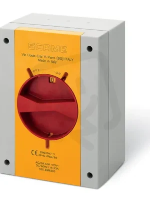 Průmyslový spínač ISOLATOR plastový 63A 3P IP65 emergency SCAME 590.EM6303 Tovární Cena