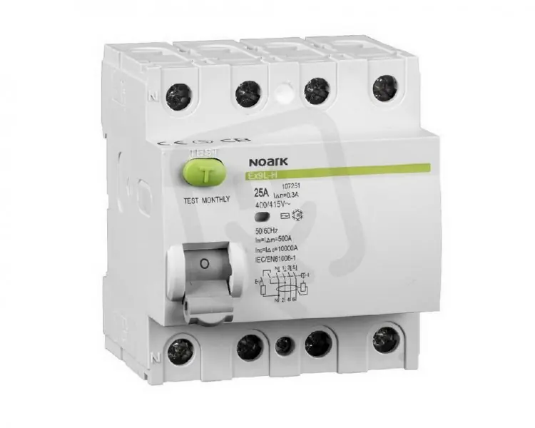 Výprodej Proudový chránič NOARK 108206 EX9L-H 10kA, 4-pól, 40A, 30mA, typ A