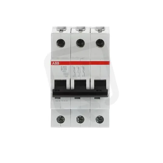 Cenově Výhodný S203-B20 3 fázový jistič 20 A char. B 6 kA ABB 2CDS253001R0205