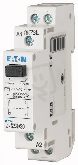 Přímo Od Výrobce Z-S230/SO Impulsní relé tlačítko 230V AC 1zap.1vyp. kontakt 16A EATON 265283