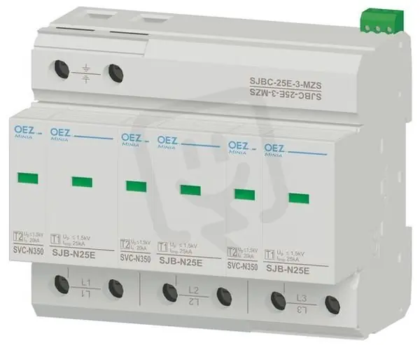 OEZ 38361 Kombinovaný svodič bleskových proudů a přepětí SJBC-25E-3-MZS Cenově Výhodný