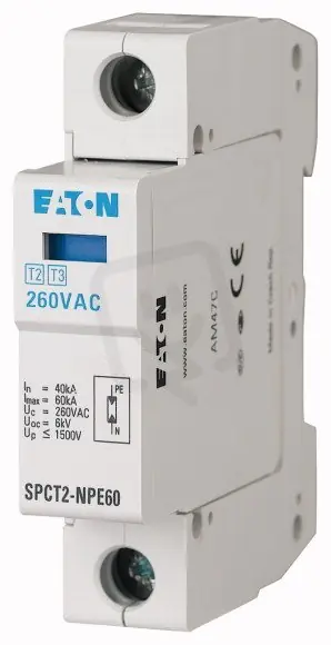 SPCT2-NPE60/1 Svodič přepětí třídy T2 (II C) modulový N-PE Un=260V EATON 167618 Výhodná Nabídka