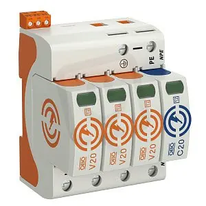 Speciální Cena OBO V20-3+NPE+FS-280 Svodič přepětí, typ 2, 3P+NPE 40kA(8/20),DS, 280V