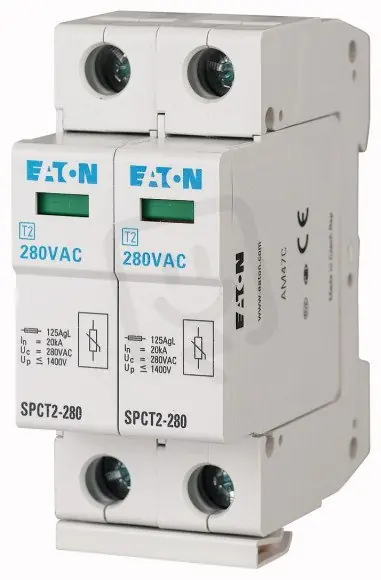 Zlevněný SPCT2-335/2 Svodič přepětí třídy T2 (II C) modulový 2pól Un=335V Eaton 167599