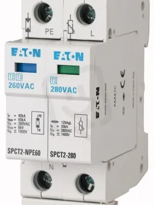 Akce SPCT2-335-1+NPE Svodič přepětí třídy T2 (II C) modulový 1+Npól Un=335V 167621