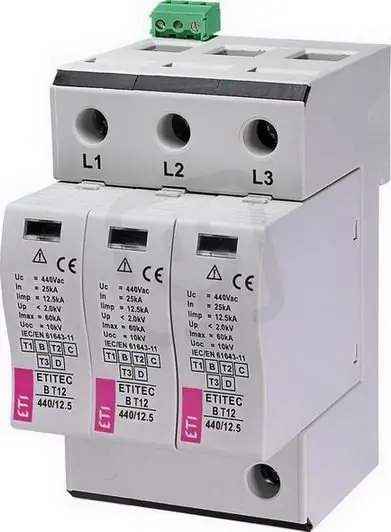 Svodič přepětí ETITEC B T12 440/12,5 3+0 RC síť IT ETI 002440324 Přímo Od Výrobce