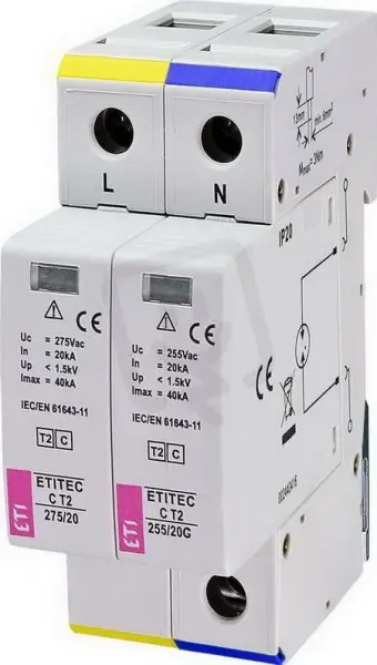 Kup Teď Svodič přepětí ETITEC C T2 275/20 1+1 síť TT ETI 002440401