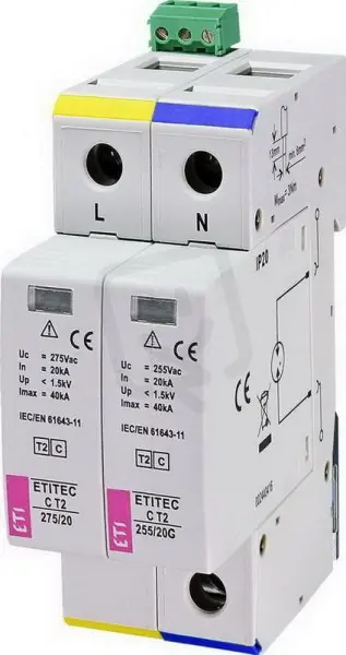 Cenová Bomba Svodič přepětí ETITEC C T2 275/20 1+1 RC síť TT ETI 002440402