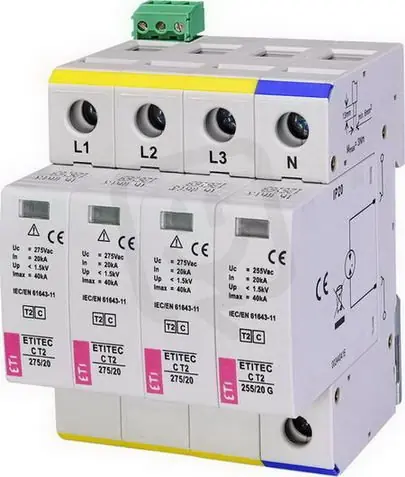 Nízká Cena Svodič přepětí ETITEC C T2 275/20 3+1 RC síť TT ETI 002440404
