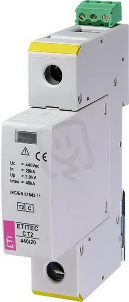 Nízká Cena Svodič přepětí ETITEC C T2 440/20 1+0 RC síť IT ETI 002440406