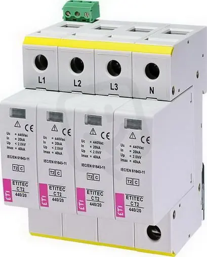 Svodič přepětí ETITEC C T2 440/20 4+0 RC síť IT ETI 002440408 Omezená Nabídka