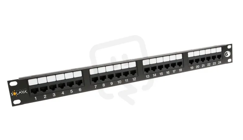 Víkendová Akce 19" Patch panel 24 x RJ45 CAT6 UTP 350 MHz černý 1U SOLARIX 24200024
