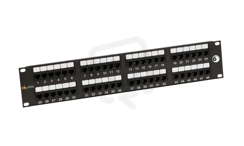 Cenová Bomba 19" Patch panel 48 x RJ45 CAT6 UTP 350 MHz černý 2U SOLARIX 24200048