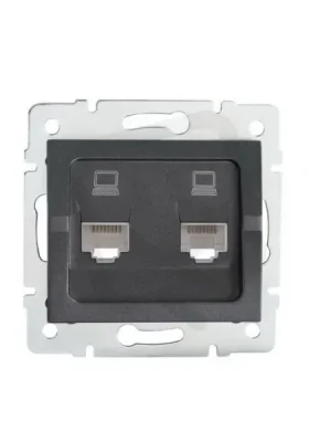 Dvojitá datová zásuvka nezávislá LOG 2xRJ45Cat 5e Jack 25287 Kanlux grafit Autentický
