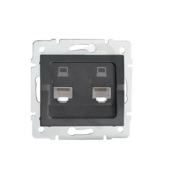 Dvojitá datová zásuvka nezávislá LOG 2xRJ45Cat 5e Jack 25287 Kanlux grafit Autentický