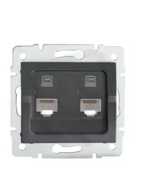 Dvojitá datová zásuvka nezávislá LOGI 2xRJ45Cat 6 Jack 25288 Kanlux grafit Odeslání Ihned