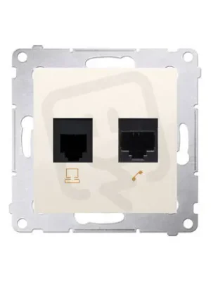 Telefonní zásuvka RJ12 + počítačová zásuvka RJ45 kat. 5e, krémová D5T.01/41 Rychlé Dodání