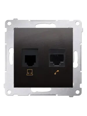 Telefonní zásuvka RJ12 + počítačová zásuvka RJ45 kat. 5e, antracit mat Must-Have