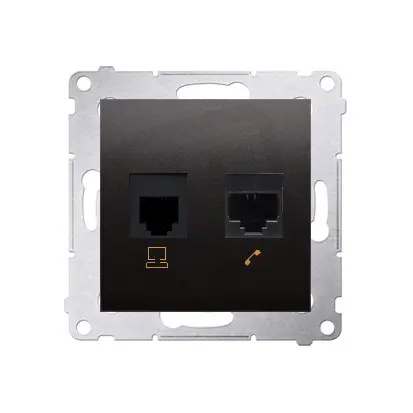 Telefonní zásuvka RJ12 + počítačová zásuvka RJ45 kat. 5e, antracit mat Must-Have