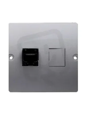Jednonásobná počítačová zásuvka RJ45 kat. 5e, Inox KONTAKT SIMON BMF51.02/21 Horká Nabídka