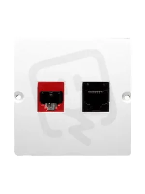Telefonní zásuvka RJ12 + počítačová zásuvka RJ45 kat. 5e, bílá BM5T.02/11 Bezpečná Platba