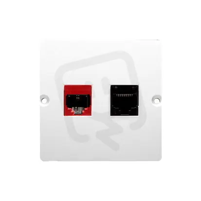 Telefonní zásuvka RJ12 + počítačová zásuvka RJ45 kat. 5e, bílá BM5T.02/11 Bezpečná Platba