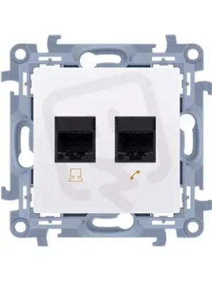 Akce Telefonní zásuvka RJ11 + počítačová zásuvka RJ45 kat. 6, bílá C6T.01/11