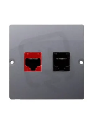 Sezónní Sleva Telefonní zásuvka RJ12 + počítačová zásuvka RJ45 kat. 5e, Inox BM5T.02/21