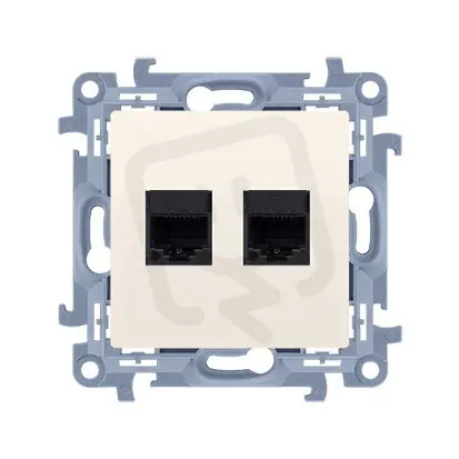 Zlevněný Telefonní zásuvka RJ11 + počítačová zásuvka RJ45 kat. 5e, krémováová C5T.01/41