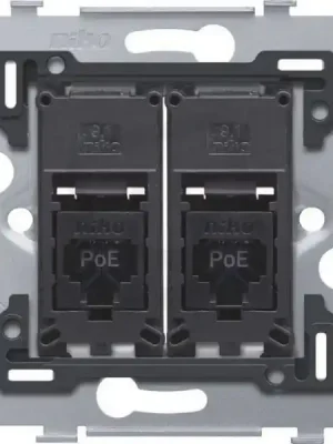 Vysoce Kvalitní Spodek zásuvky 2xRJ45 UTP (nestíněné) CAT.6A PoE bez rozpěrek NIKO 170-79272