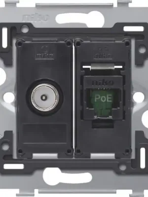 Spodek zásuvky COAX+RJ45 UTP (nestíněné) CAT.5 PoE bez rozpěrek NIKO 170-79138 Cenová Bomba