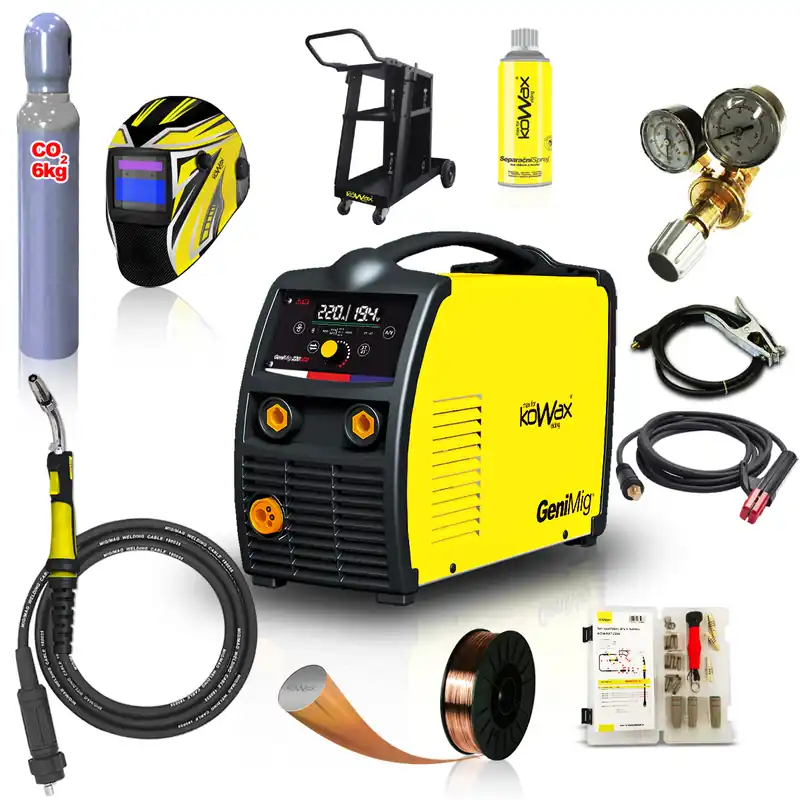 Nejlepší Volba KOWAX Svářecí invertor GeniMig 220LCD SET4a (MIG/MAG/MMA)