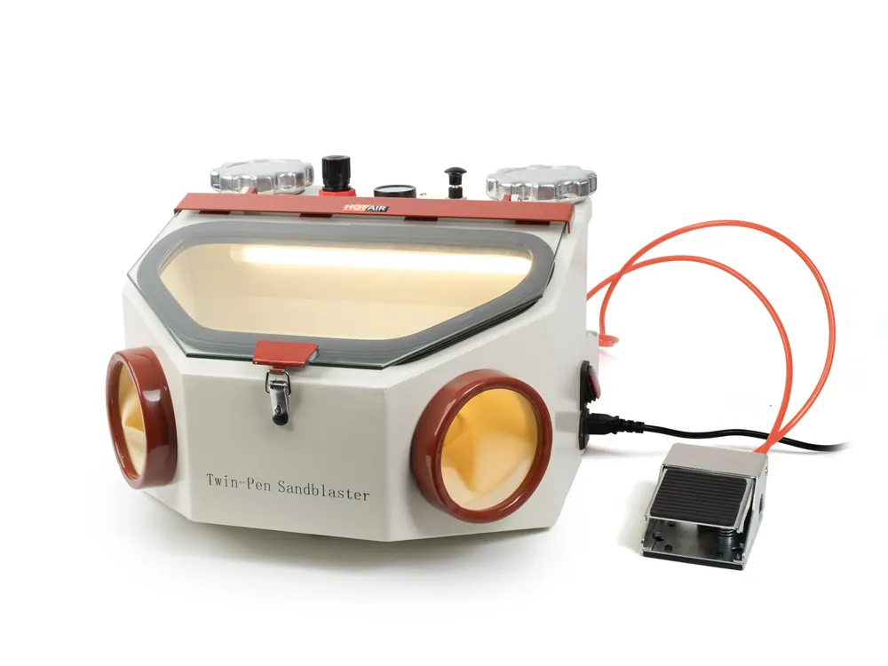 Rychlé Dodání Pískovací box se dvěma pracovními pery a LED osvětlením - 230V/50Hz