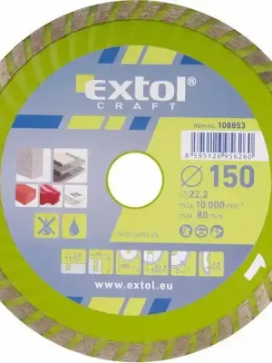 Kotouč diamantový řezný turbo, 150x22,2mm, suché i mokré řezání EXTOL-CRAFT Speciální Cena