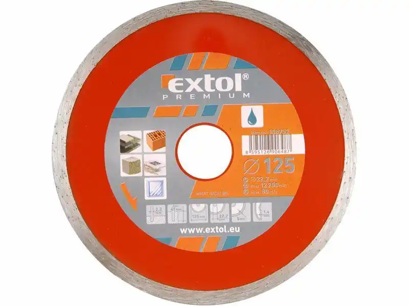 Pouze Dnes Kotouč diamantový řezný celoobvodový, 150x22,2mm, mokré řezání EXTOL-PREMIUM