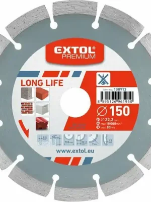 Nejprodávanější Kotouč diamantový řezný segmentový Long Life, 125x22,2mm, suché řezání, EXTOL PREMIUM EXTOL-PREMIUM