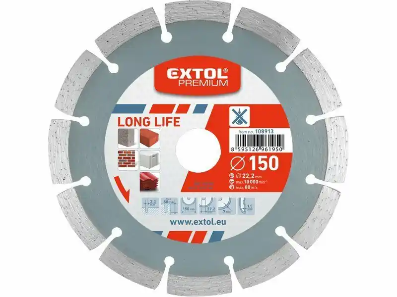 Nejprodávanější Kotouč diamantový řezný segmentový Long Life, 125x22,2mm, suché řezání, EXTOL PREMIUM EXTOL-PREMIUM