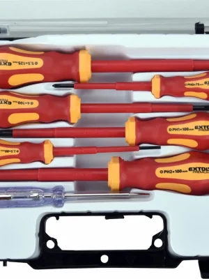 Bezpečná Platba Šroubováky elektrikářské se zkoušečkou, sada 7ks, 3x(-),3x(PH), CrV EXTOL-PREMIUM