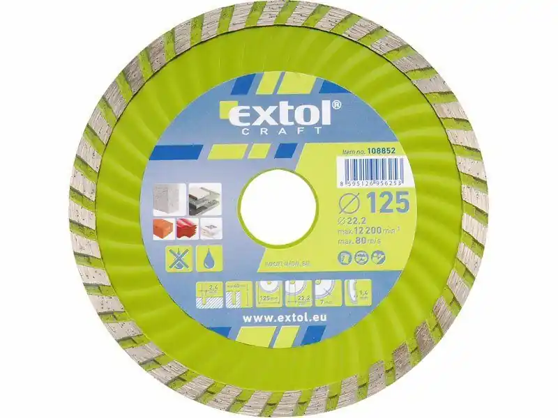 Kotouč diamantový řezný turbo, 230x22,2mm, suché i mokré řezání EXTOL-CRAFT Zlevněný